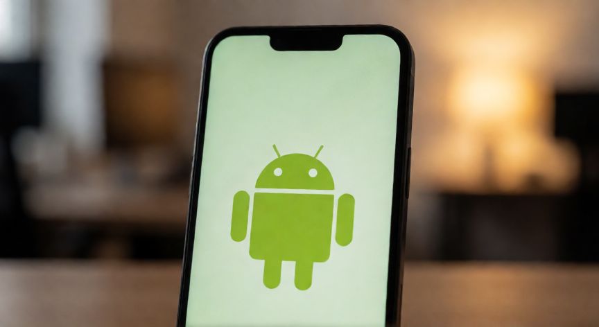android qué quiere decir, Smartphone mostrando el logotipo del sistema operativo Android
