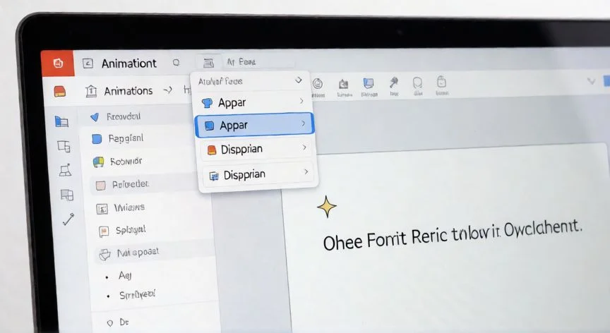 Ventana de PowerPoint mostrando la pestaña Animaciones con los efectos Aparecer y Desaparecer seleccionados