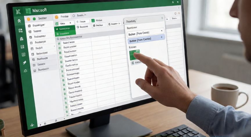 botones en excel y funciones, Pulsando un botón de formulario en la pestaña Desarrollo de Excel