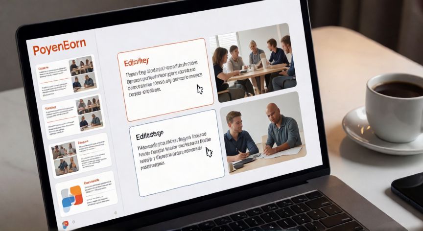 cómo abrir un pdf en powerpoint y editarlo, Diapositivas de PowerPoint editables después de convertir un PDF con textos e imágenes modificables