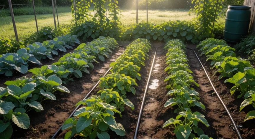 cómo ahorrar agua, Cocina familiar con lavavajillas lleno y fruta lavada en recipiente