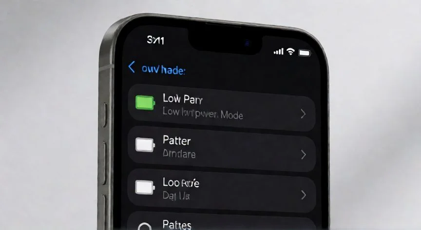Ajustes de batería del iPhone con modo de bajo consumo activado