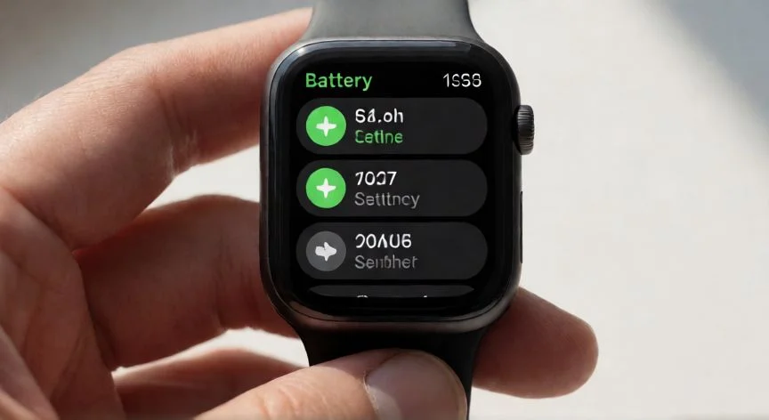 Pantalla de ajustes de batería en Apple Watch