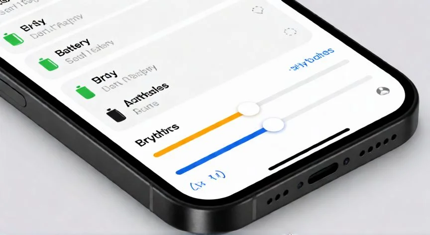 Interfaz de ajustes de brillo y bateria en un smartphone