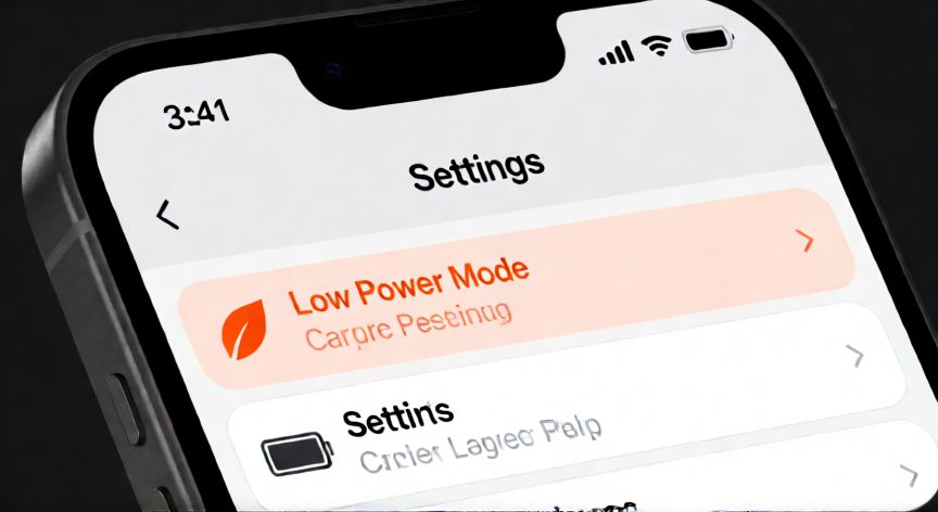 como ahorrar bateria iphone, Pantalla de ajustes del iPhone mostrando el modo de ahorro de energía activado