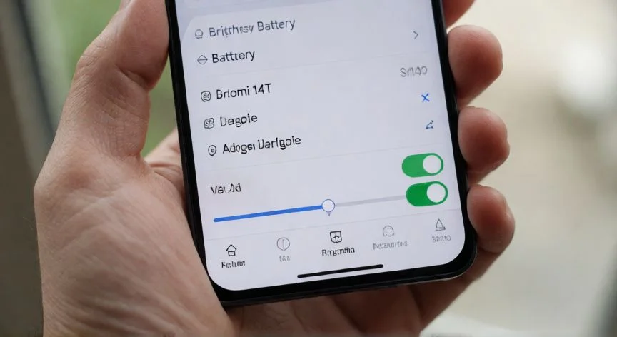 Configuración de brillo y batería en un Xiaomi 14T