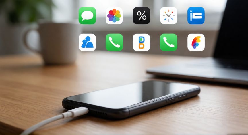 como ahorrar bateria xiaomi 14t pro, Teléfono móvil sobre escritorio gestionando aplicaciones en segundo plano