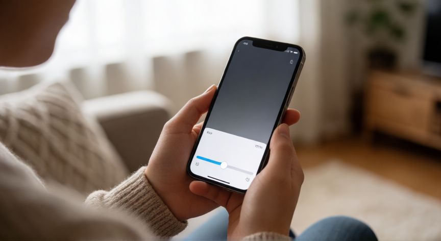 como ahorrar bateria.en.zte, Persona ajustando la luminosidad del móvil para ahorrar energía