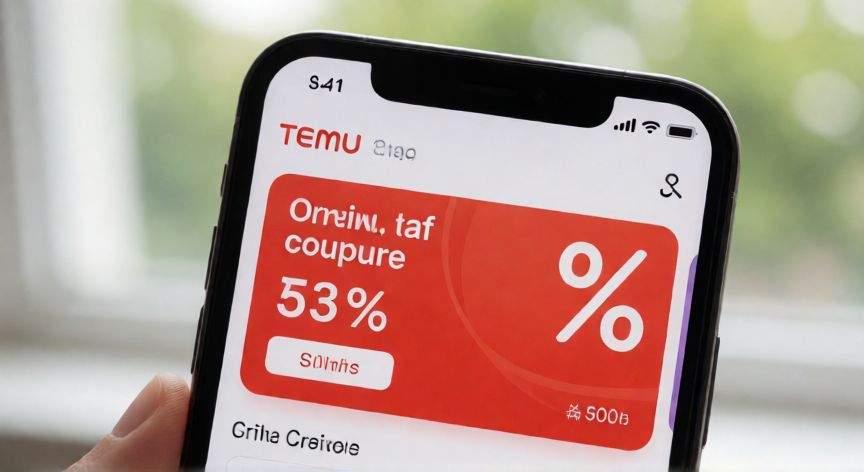 Pantalla de móvil mostrando cupones de descuento en la app de Temu