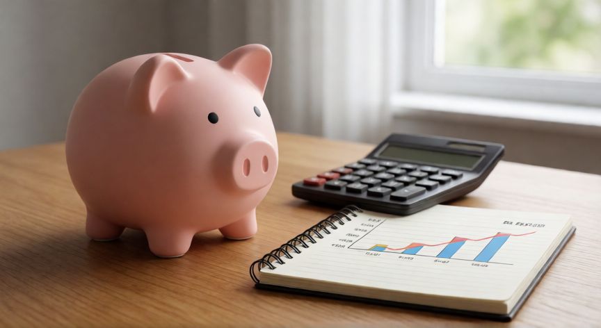 como ahorrar cuando ganas poco dinero, Plano de ahorros y presupuesto personal en una mesa de trabajo