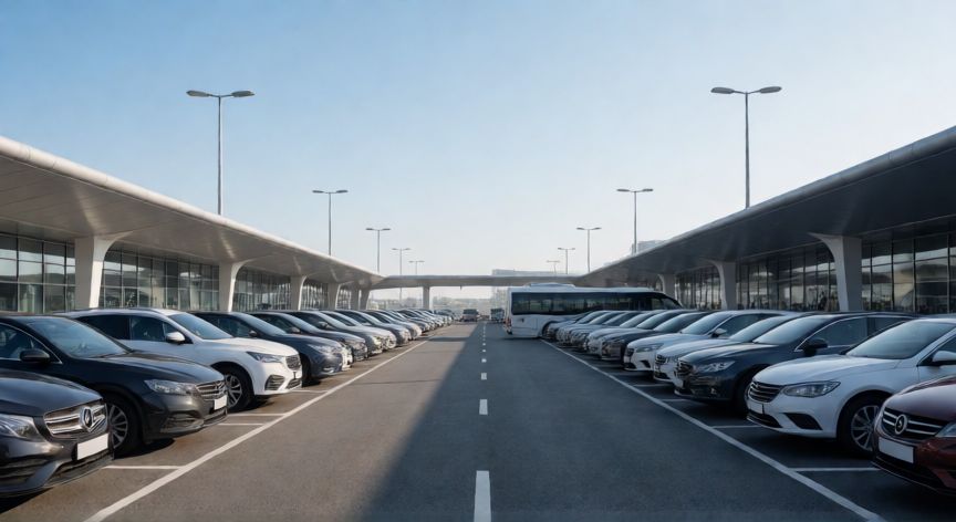como ahorrar en jfk, Estacionamiento externo con servicio de autobús cerca del aeropuerto JFK