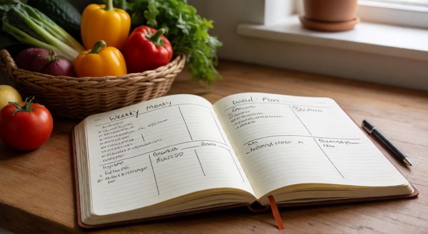 como ahorrar en la compra, Cuaderno con lista de la compra y plan de menú semanal