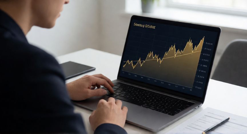 como ahorrar en oro en venezuela, Inversor analizando gráficos de precio del oro en una computadora