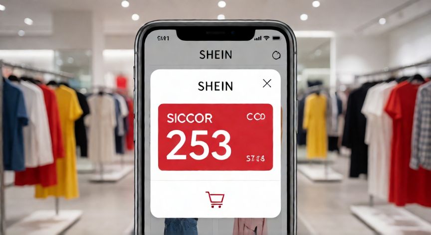 Pantalla de móvil mostrando cupones de descuento en la app de Shein