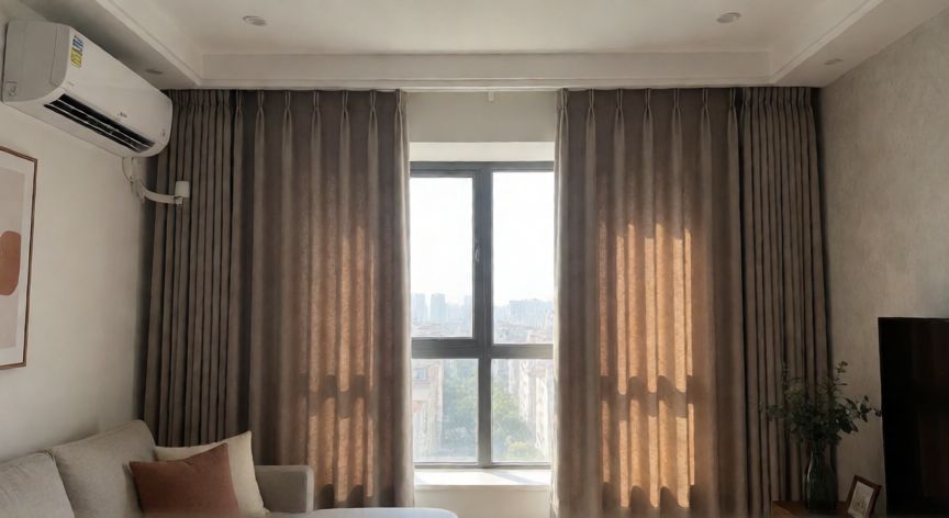 como ahorrar energía con el aire acondicionado, Cortinas térmicas bloqueando el sol para ahorrar energía en verano