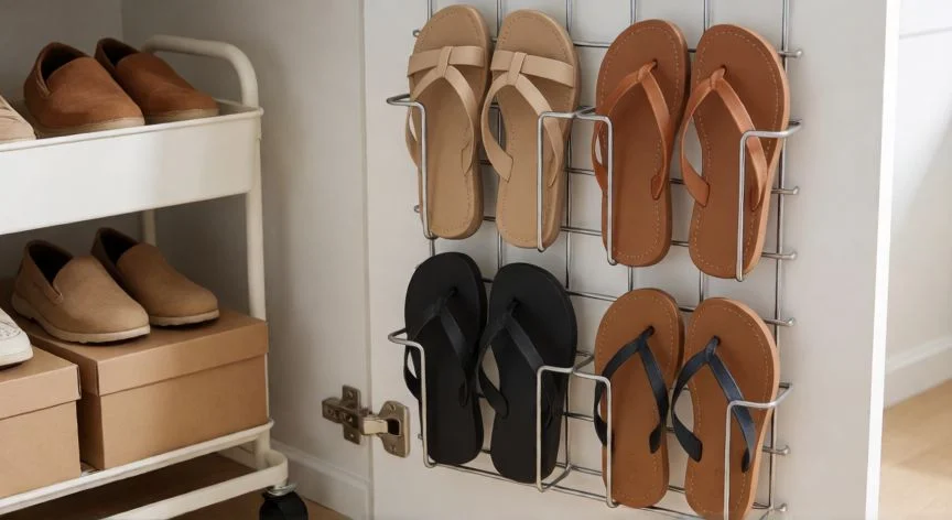 como ahorrar espacio con los zapatos, Cajas transparentes con ruedas bajo la cama para guardar zapatos de temporada