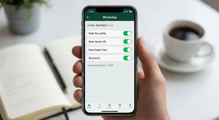 como ahorrar espacio whatsapp, Móvil y portátil mostrando la carpeta de archivos ocultos de WhatsApp en el gestor de archivos del teléfono