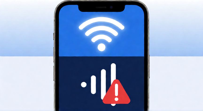 como ahorrar gigas en el movil, Ilustración comparando conexión Wi-Fi y datos móviles en un teléfono