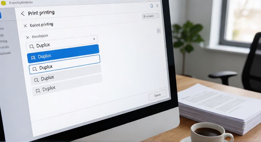 como ahorrar hojas al imprimir, Configuración de impresión a doble cara en pantalla de ordenador