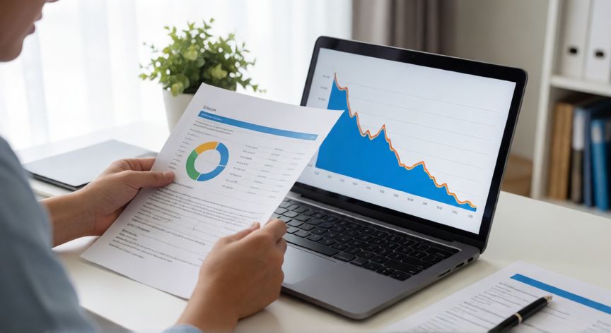 como ahorrar intereses en la hipoteca, Persona revisando su plan de ahorro y reducción de deuda hipotecaria
