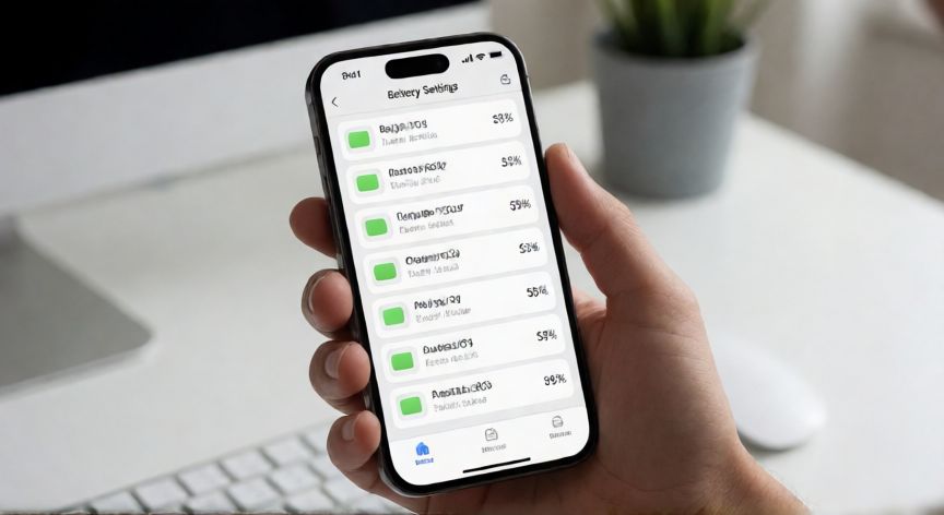 como ahorrar la bateria del iphone, Pantalla de ajustes de batería del iPhone mostrando el consumo por aplicación