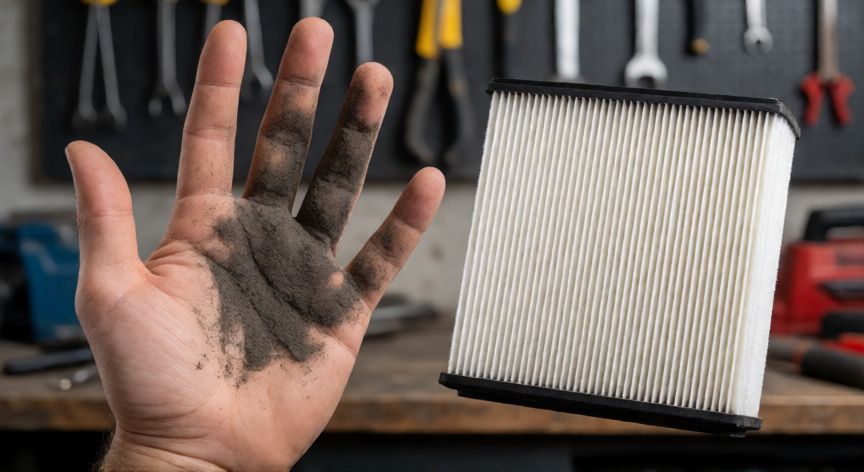 como ahorrar luz con el aire acondicionado, Comparación entre un filtro de aire sucio y uno limpio para el mantenimiento