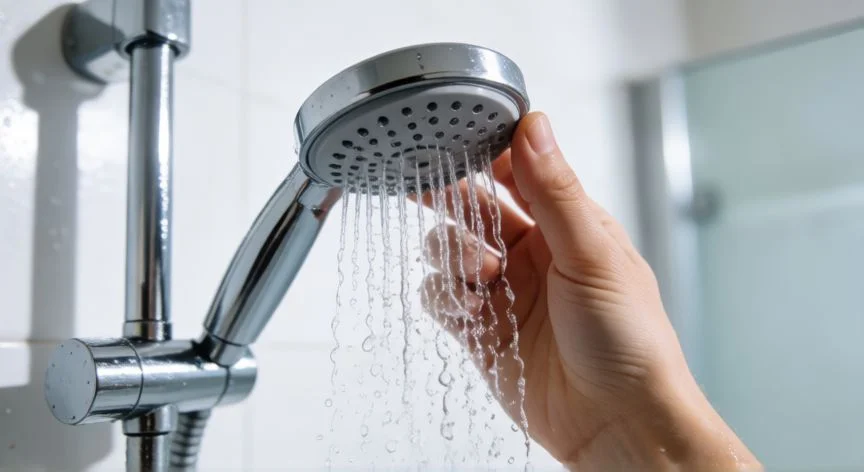 como ahorrar luz con un termo electrico, Instalación de un perlizador con la inscripción 'Ahorro agua' en un grifo doméstico