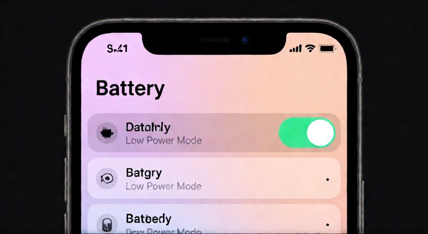 como ahorrar mas bateria en iphone, Pantalla de ajustes de batería del iPhone con modo ahorro activado