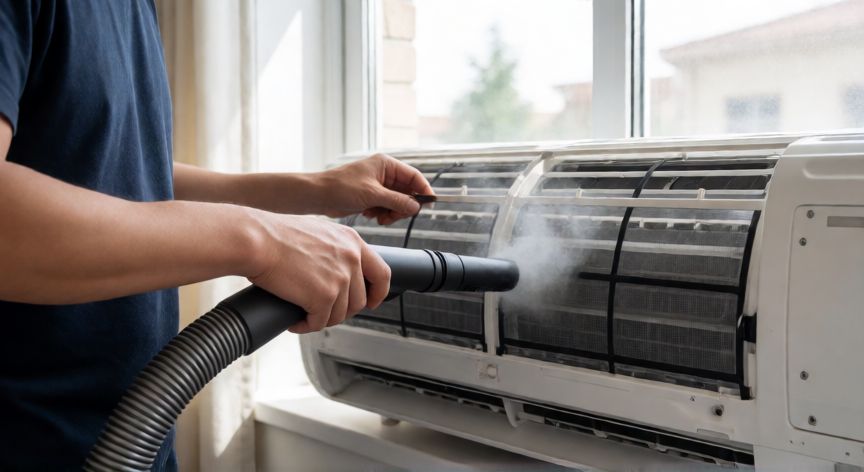 como ahorrar mas energia con el aire acondicionado, Limpieza del filtro de aire acondicionado para mejorar la eficiencia energética
