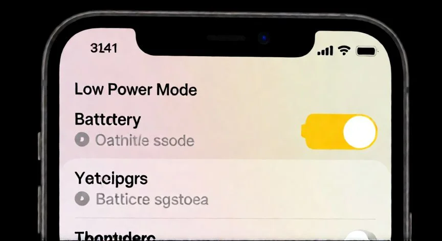 Pantalla de ajustes de batería del iPhone con el modo de bajo consumo activado