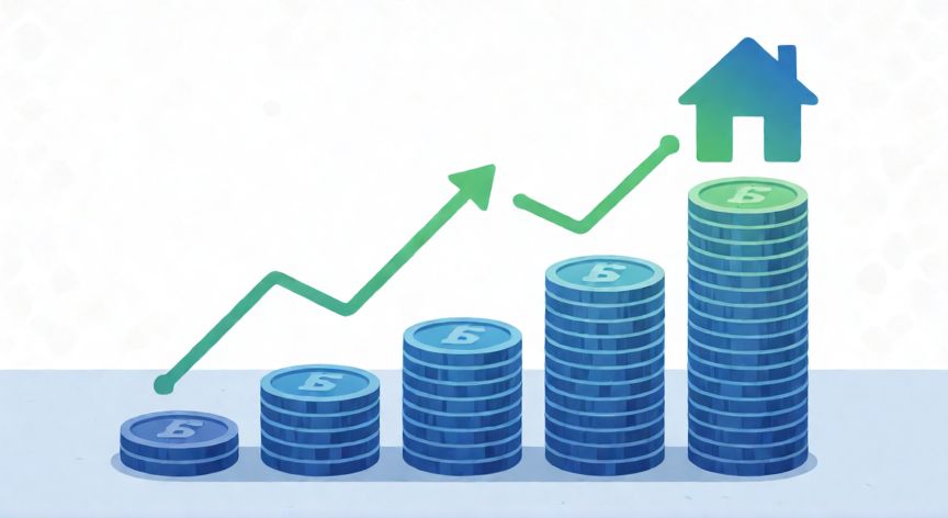 como ahorrar para comprar una casa, Gráfico de crecimiento financiero para la compra de una vivienda