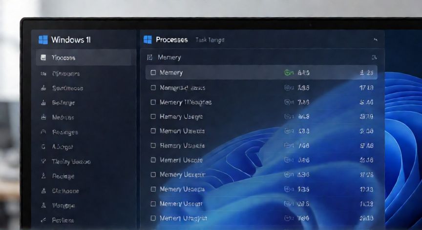 como ahorrar ram en windows 11, Interfaz del Administrador de Tareas en Windows 11 mostrando el uso de memoria RAM por proceso