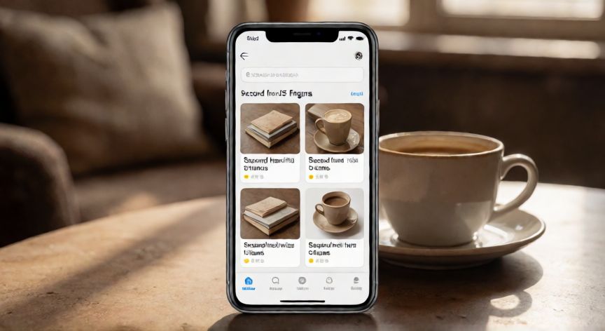 como ahorrar si no trabajo, Teléfono móvil mostrando una app de venta de segunda mano