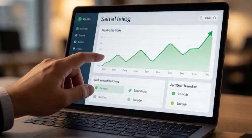 como ahorrar sin sacar dinero, Pantalla de ordenador mostrando una interfaz de banca online con gráficos de ahorro