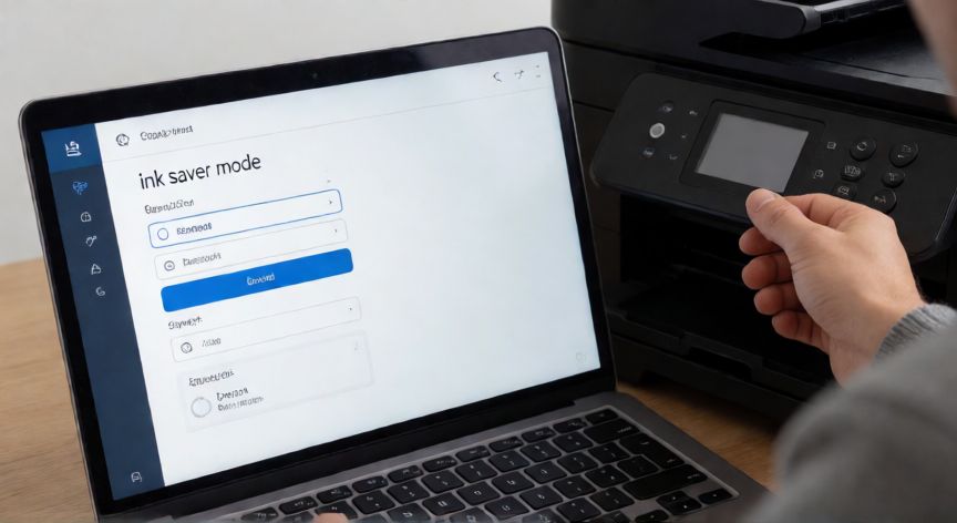 como ahorrar tinta en impresora hp, Persona ajustando el modo economizador de tinta en la impresora HP