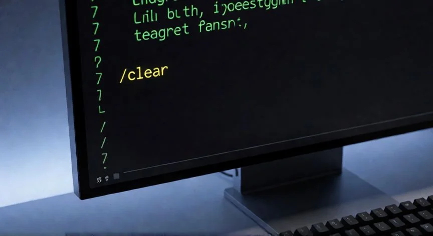 Interfaz de terminal mostrando el comando para limpiar el contexto en una sesión de programación