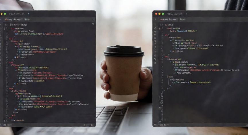 como ahorrar tokens en codex, Comparación visual de código optimizado versus código con errores en un editor de programación