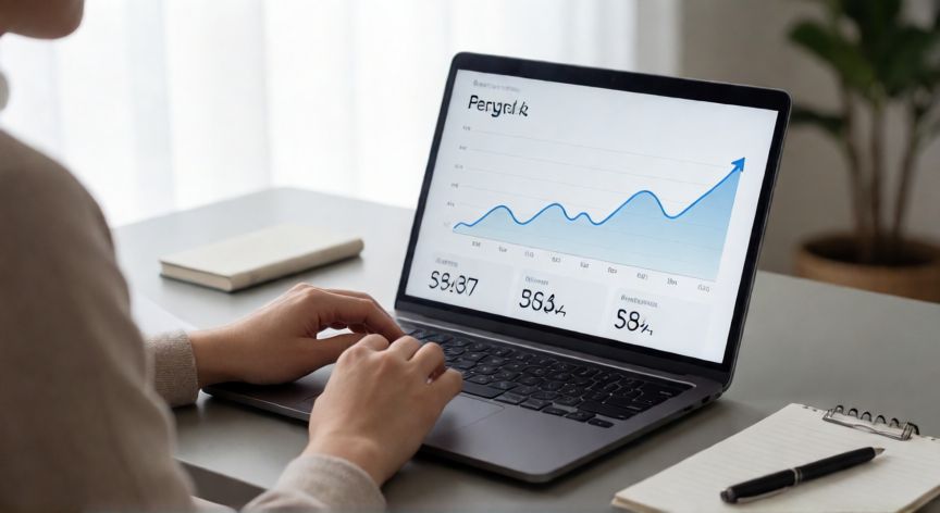 Persona gestionando sus finanzas personales en una computadora portátil