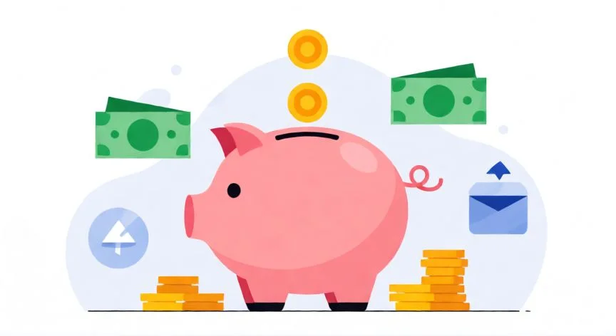 como ahorrar y no malgastar el dinero, Mano guardando monedas en un tarro etiquetado como fondo de emergencia