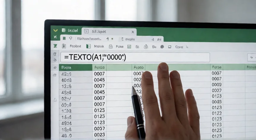 como aumentar 0 a la izquierda en excel, Fórmula TEXTO en Excel añadiendo ceros a la izquierda de los números