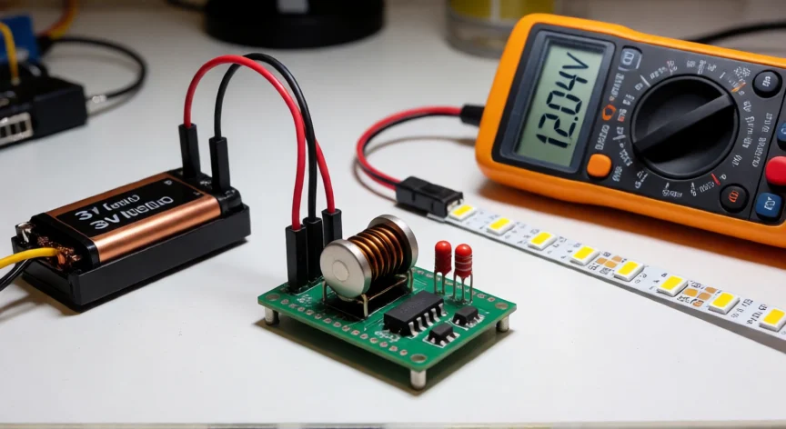 como aumentar 3v a 12v, Módulo step-up MT3608 elevando 3V a 12V conectado a batería y carga