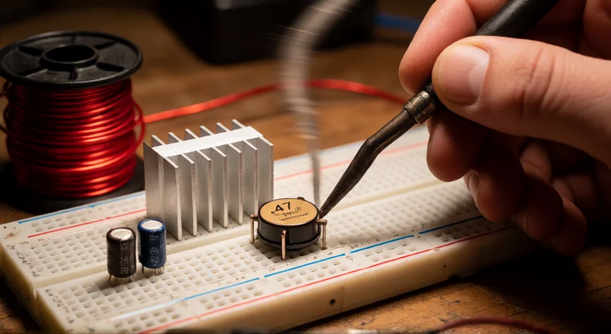como aumentar 3v a 12v, Soldadura de inductor y componentes para circuito boost 3V a 12V