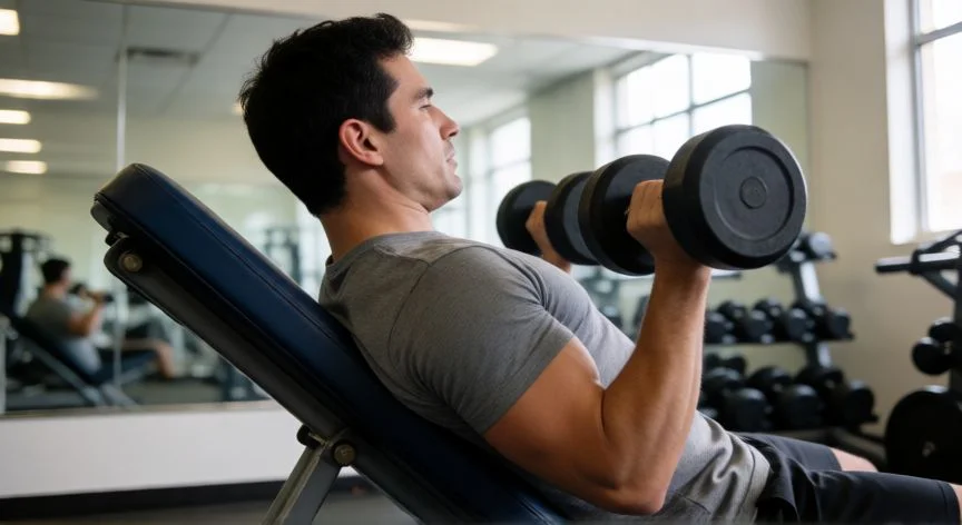 como aumentar biceps, Ejercicio de curl en banco inclinado para bíceps