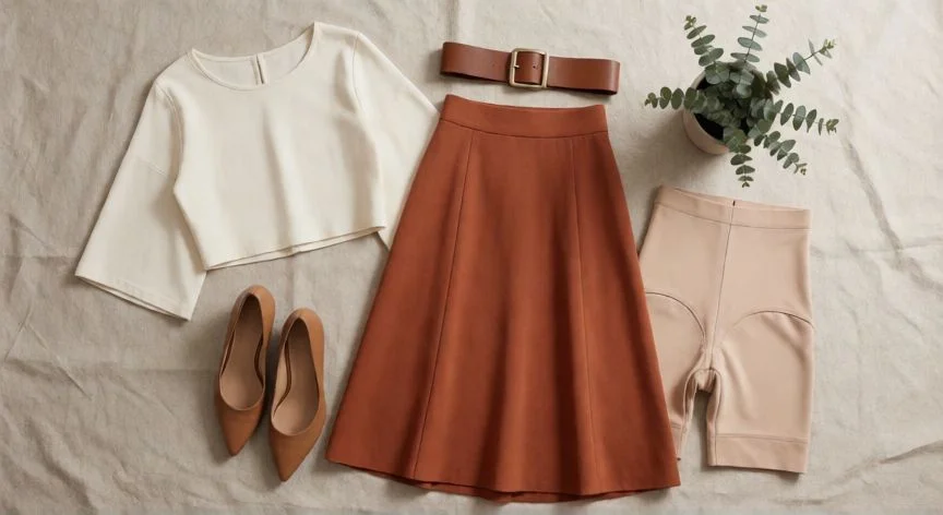 como aumentar caderas, Combinación de prendas para dar aspecto de caderas más anchas: top oversize y falda A-line