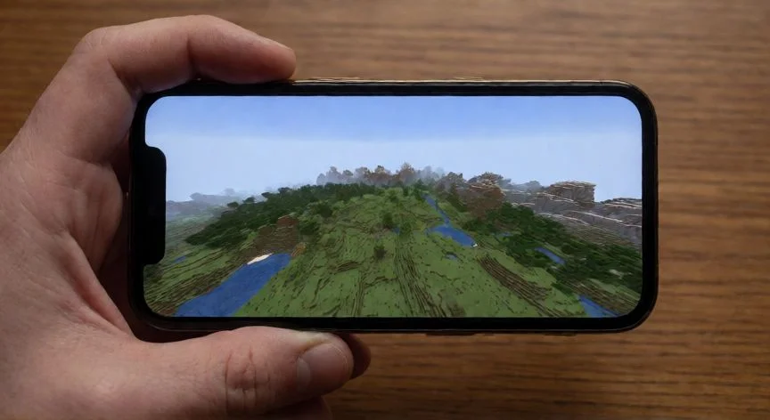 como aumentar chunks en aternos, Vista de un mundo de Minecraft con alta distancia de visualización de chunks