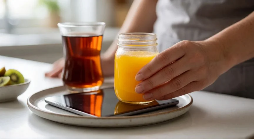 como aumentar el hierro en sangre, Zumo de naranja junto a suplemento de hierro y té separado para mejorar la absorción