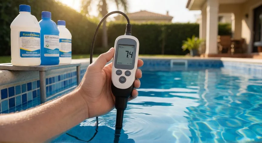 como aumentar el ph de la piscina, Medición del pH de la piscina con un fotómetro digital