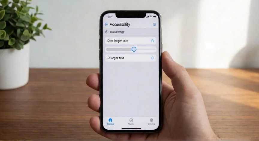 como aumentar el tamaño de la letra en whatsapp, Configuración de accesibilidad en iPhone con opción de tamaño de texto