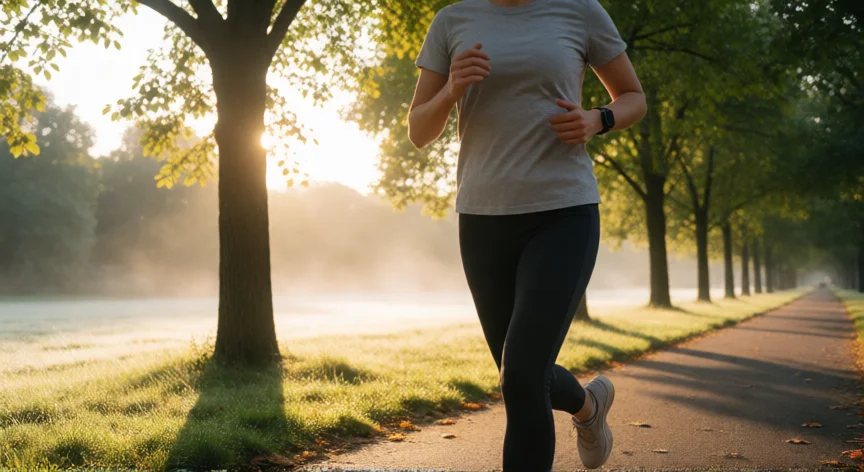 como aumentar inteligencia, Persona corriendo por un parque al amanecer, ejercicio aeróbico para la salud cerebral