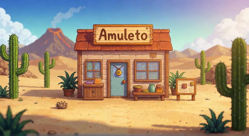 como aumentar inventario stardew valley, Tienda del desierto en Stardew Valley con amuleto de inventario a la venta